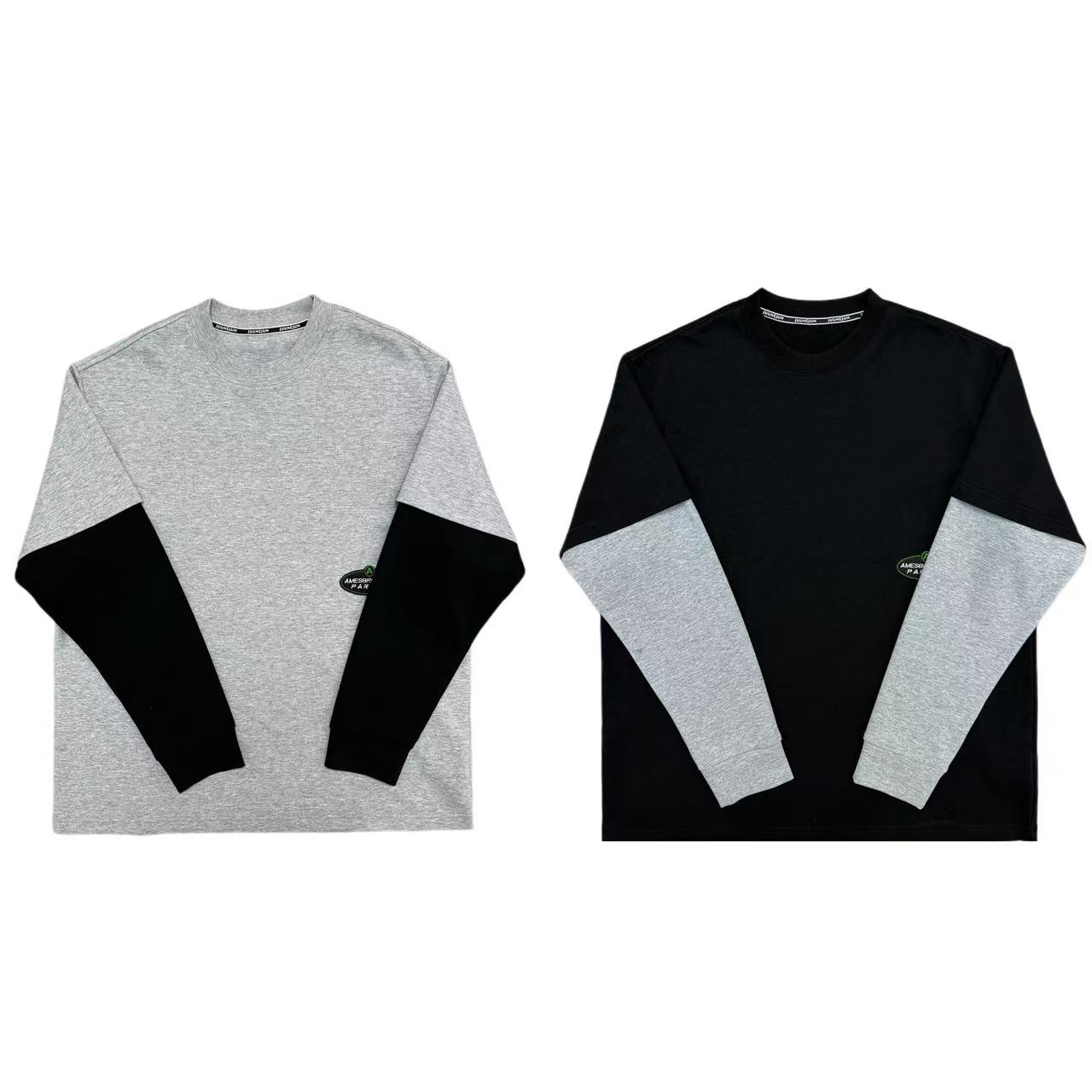 [N]黑灰两色假两件巴家马丁加绒棉感长袖卫儿童体恤(暖暖冬日）