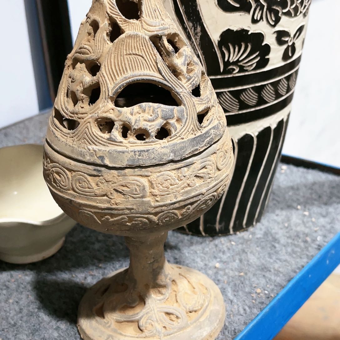 瓦当摆件摆件茶桌茶台陶瓷花*仔