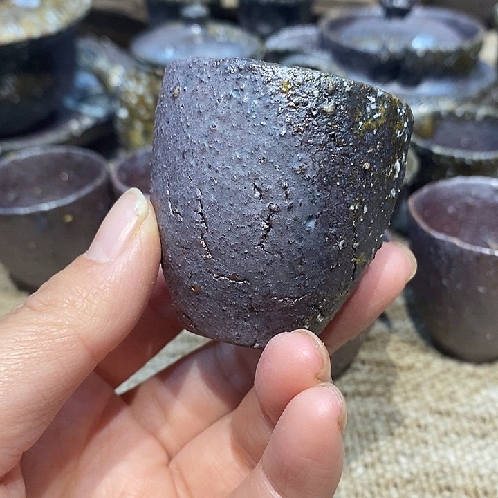 古法柴烧粗陶手捏主人杯