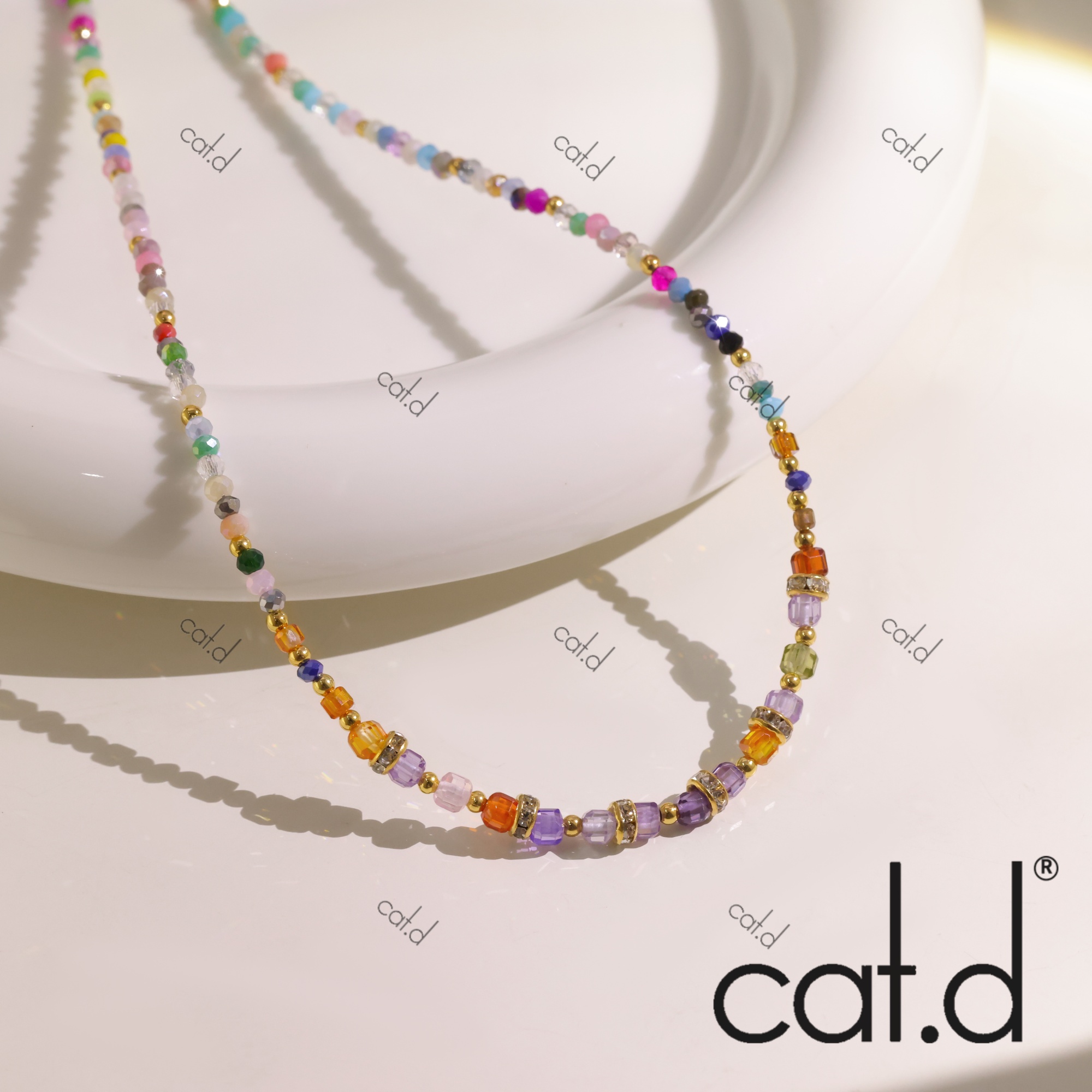 钛钢仿水晶项链 X0034《流光溢彩》彩色ins手作串珠原创百搭项链