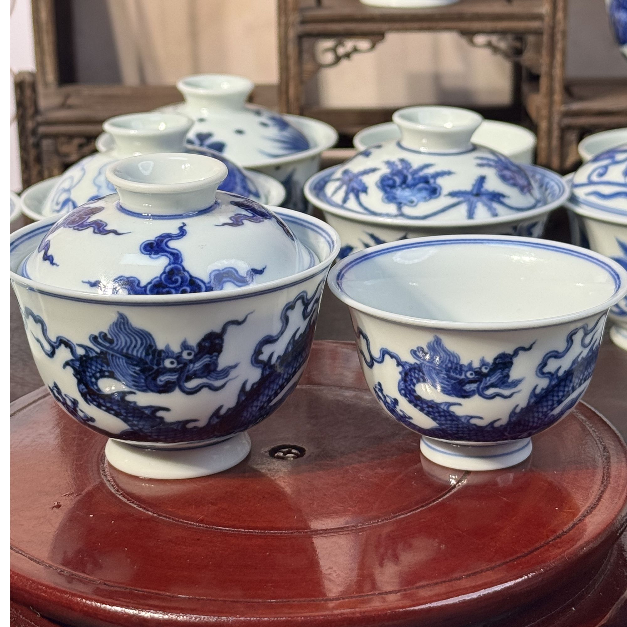 润山柴窑古法柴窑缠枝莲盖碗主人杯永宣原矿釉矮炉式杯纯手工手绘