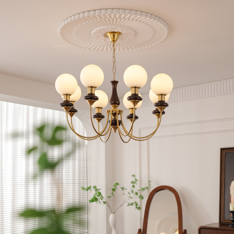 中古vintage风客厅吊灯法式复古实木卧室灯诧寂风书房魔豆灯