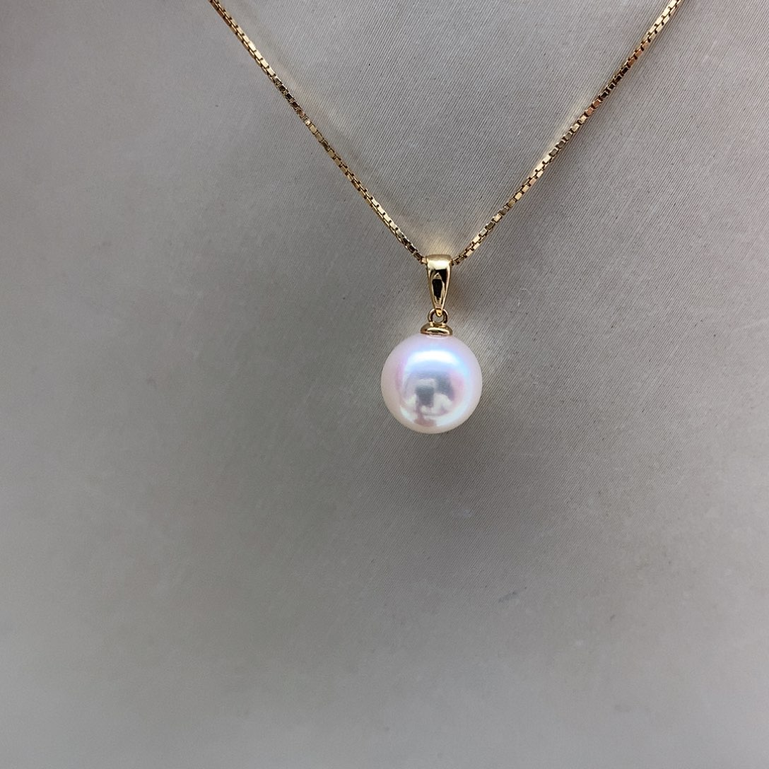 吊坠(赠链)18K金镶嵌海水珍珠8-8.5mm ak瓜子扣