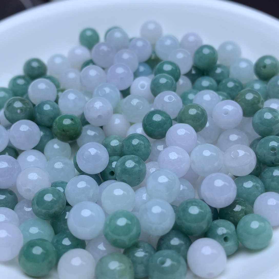 【闪购商品】翡翠手链未镶嵌卡7辣绿白30个