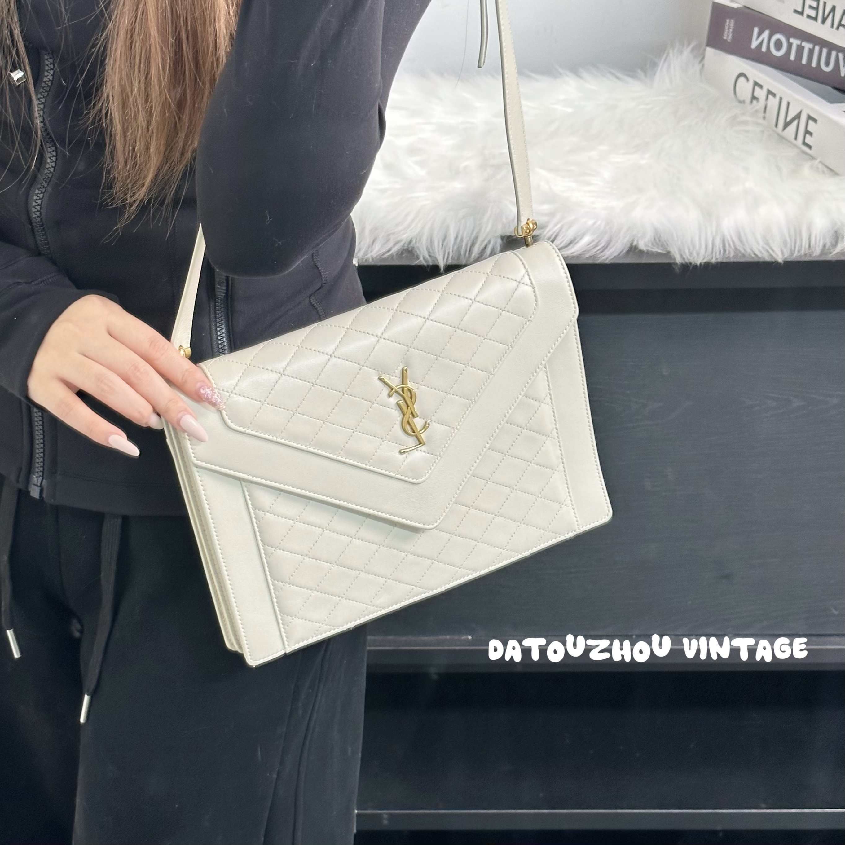 95新 YSL/圣罗兰 白金信封单肩包qx