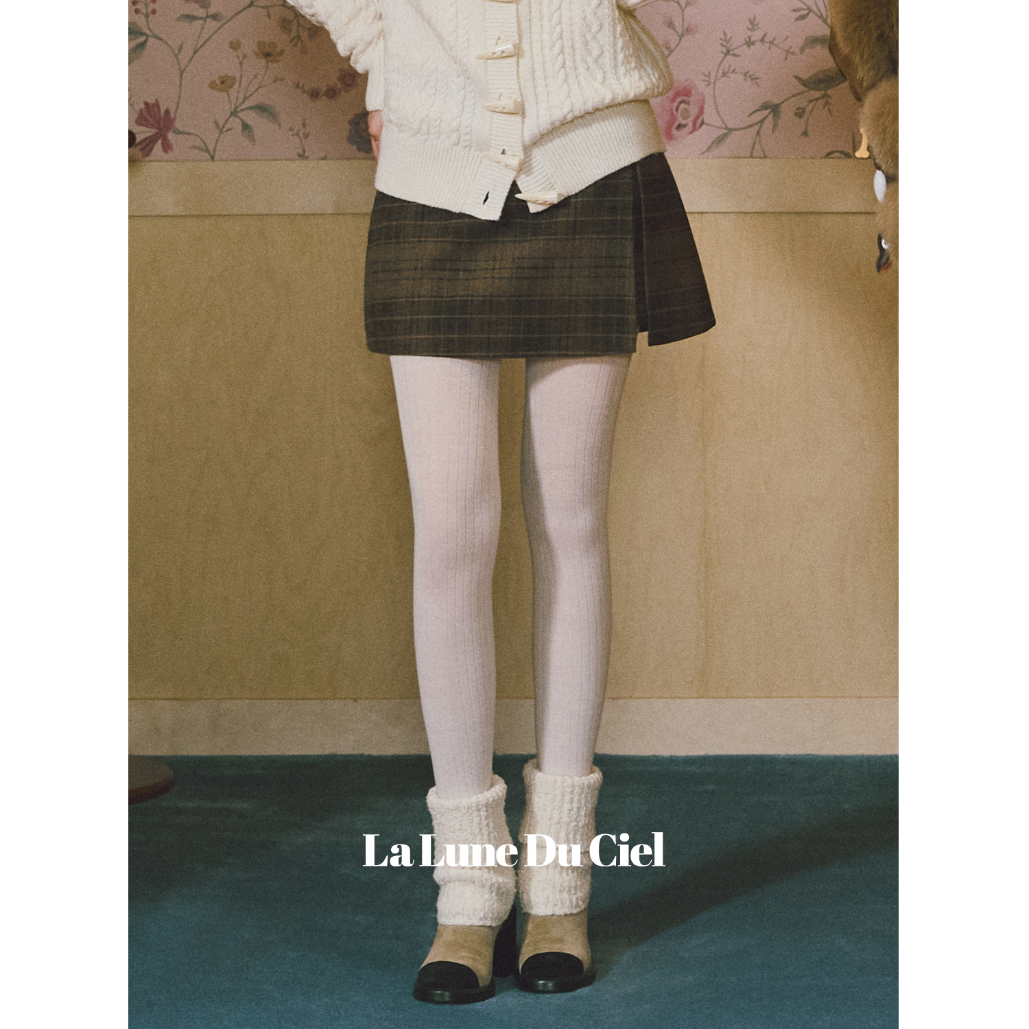 【LaluneDuCiel】LLDC 复古格纹显瘦a字毛呢半身裙女