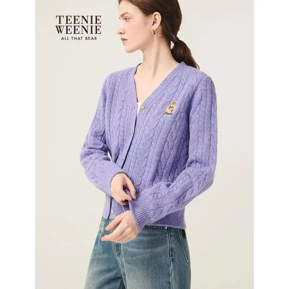 Teenie Weenie小熊女装2025秋新款TTCK254902P    V领针织开衫