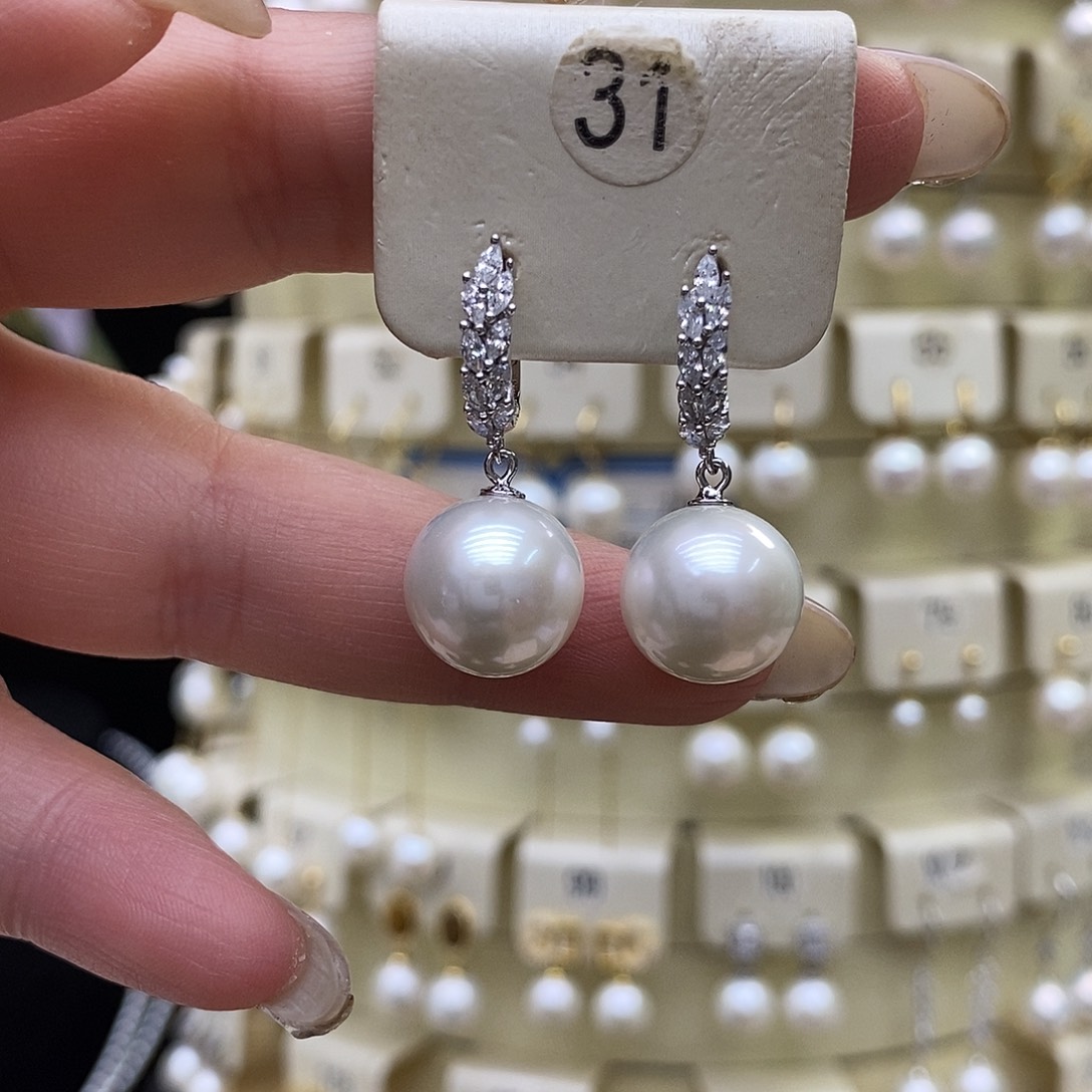淡水珍珠耳饰银S925镶嵌