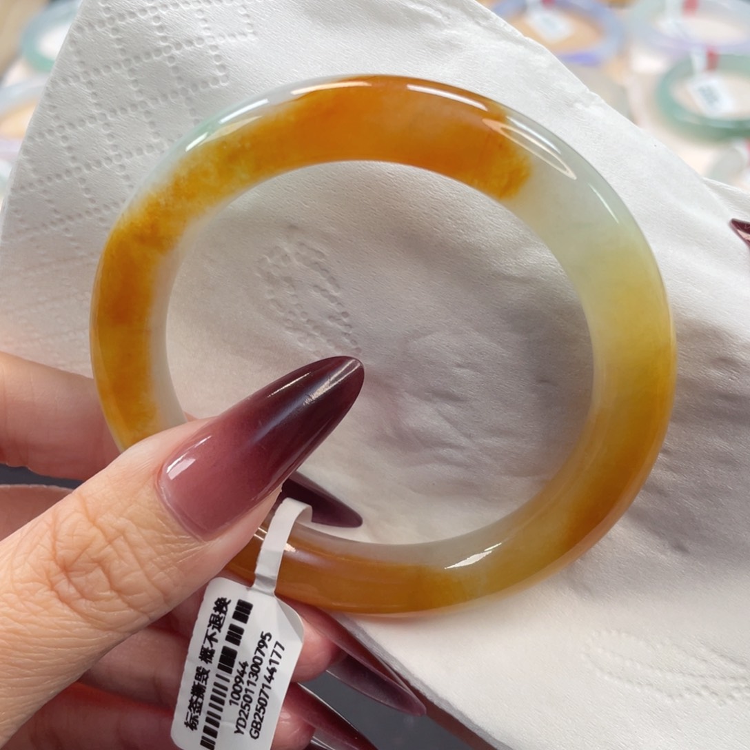 未镶嵌手镯翡翠53.6特色黄翡圆条