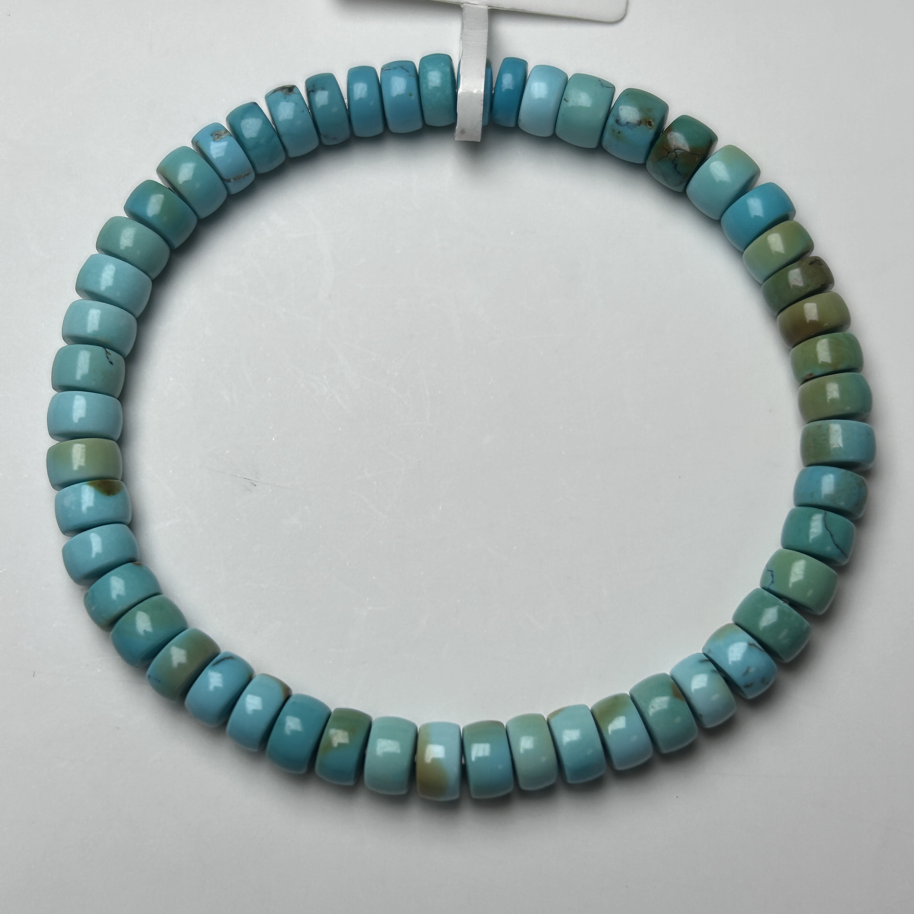 湖北竹山原矿高瓷三彩绿松石直切药片多宝单圈手串手链5.5×3.2mm