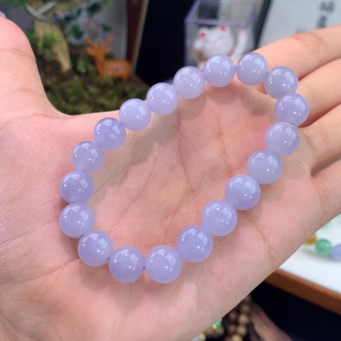 翡翠未镶嵌手链紫罗兰手串