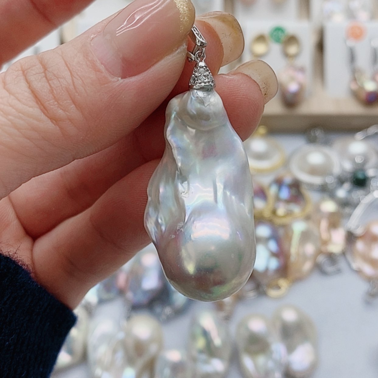 【闪购商品】淡水珍珠耳饰银S925镶嵌阿*