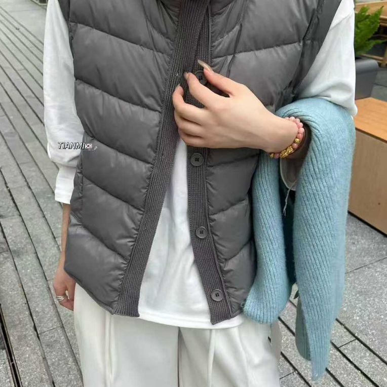 百搭无袖纯色短款保暖立领韩版拼接时尚休闲