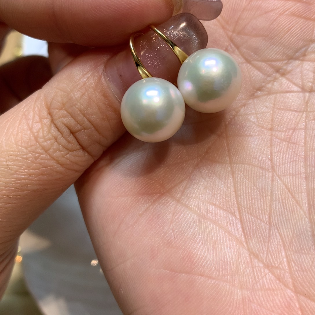 淡水珍珠耳饰银S925镶嵌