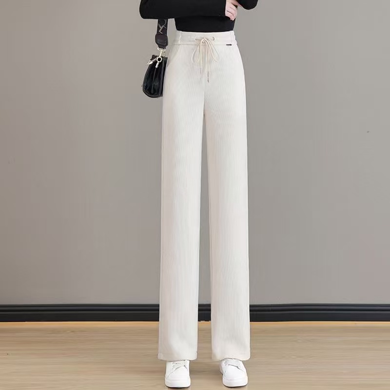 不加绒6805#闪电抽绳款直筒休闲裤女