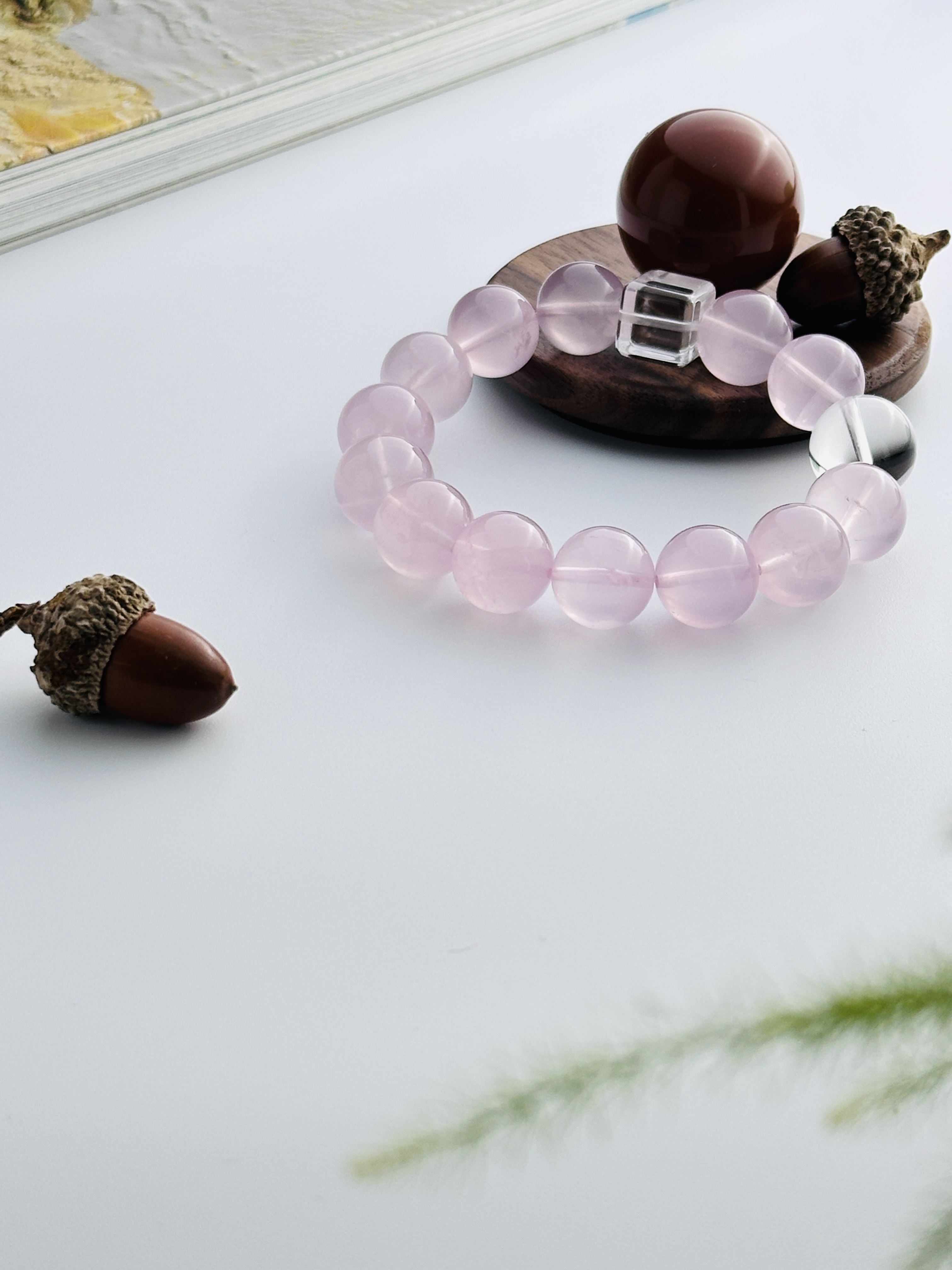 瑞城丨天然芙蓉粉水晶手链粉水晶手串少女感十足水晶