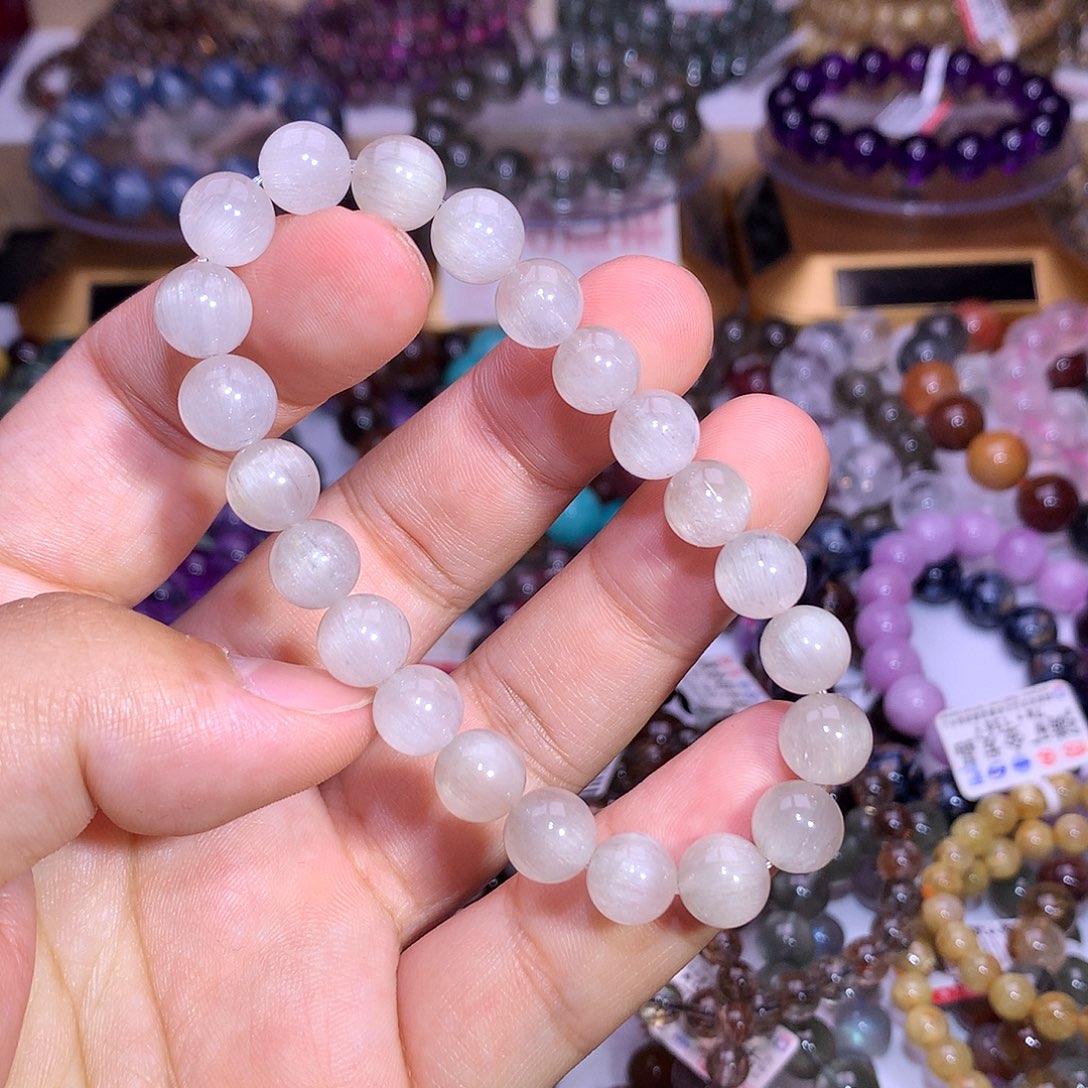 水晶手链未镶嵌8.5mm白兔毛