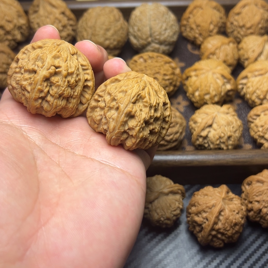 把件文玩核桃白狮子43有水尖