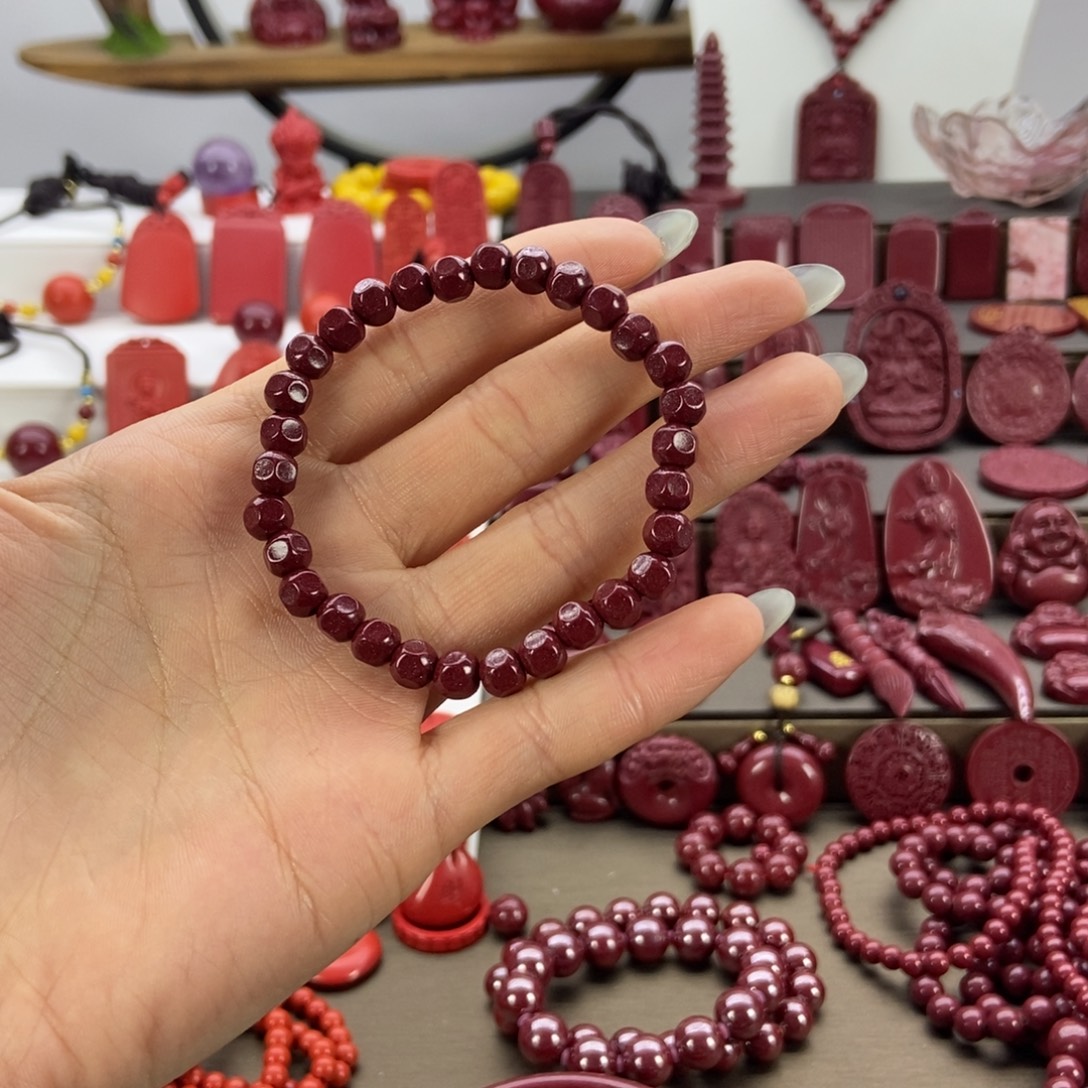 天然辰砂6mm紫晶砂