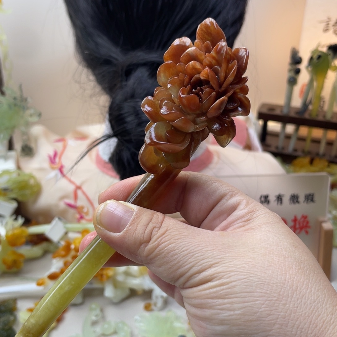 蛇纹石玉合金发饰
