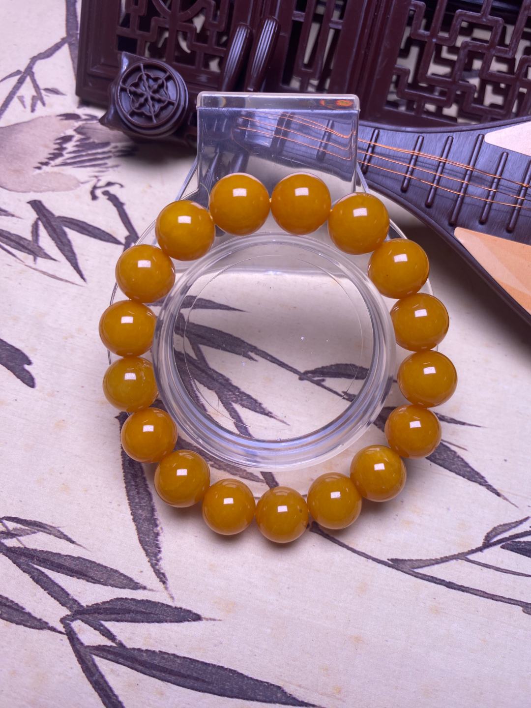 鸡油黄12mm手串发一条C15