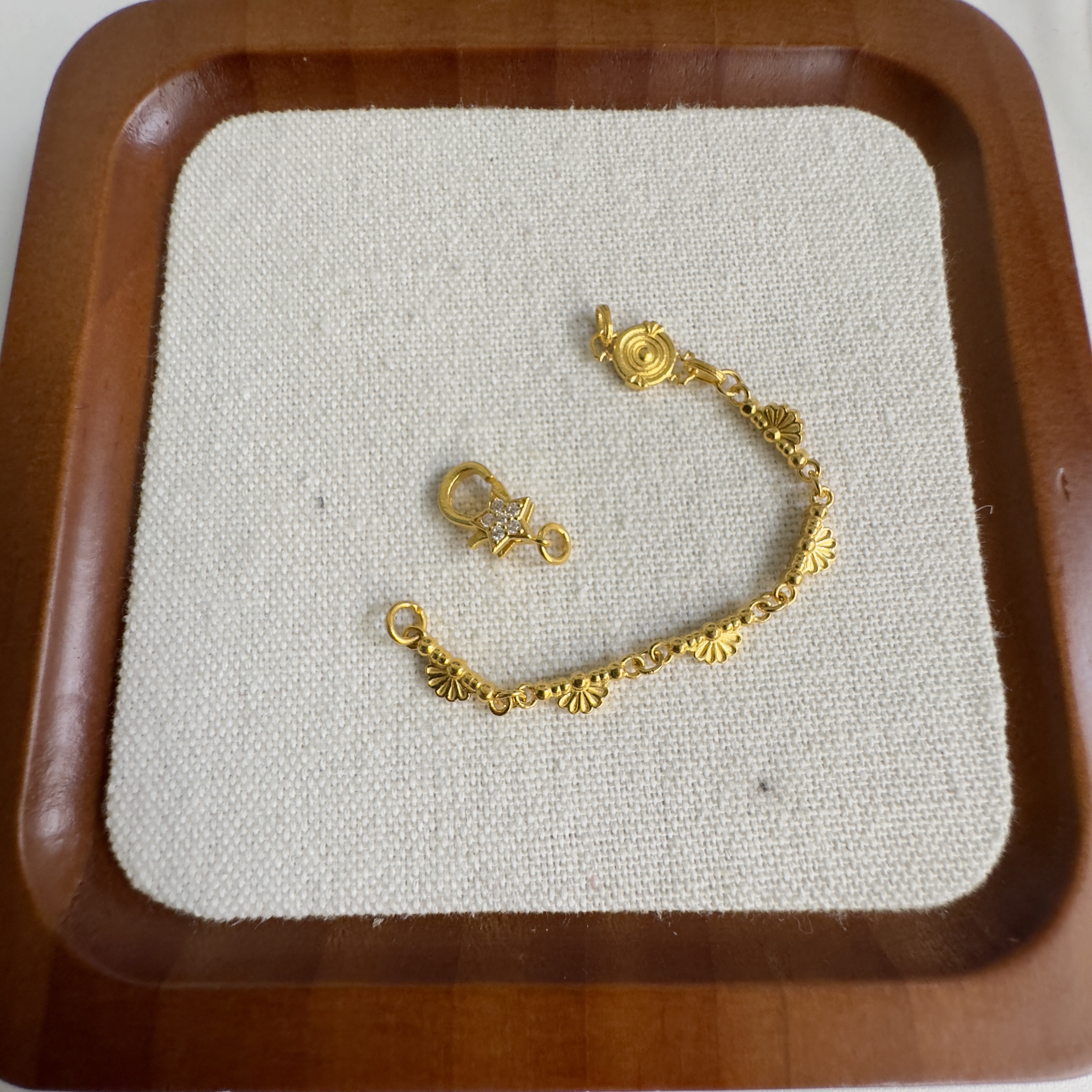 足金999 素金半链星星扣头