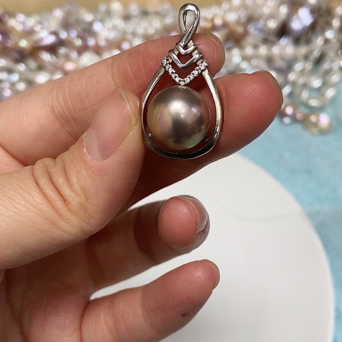 银S925镶嵌淡水珍珠耳饰