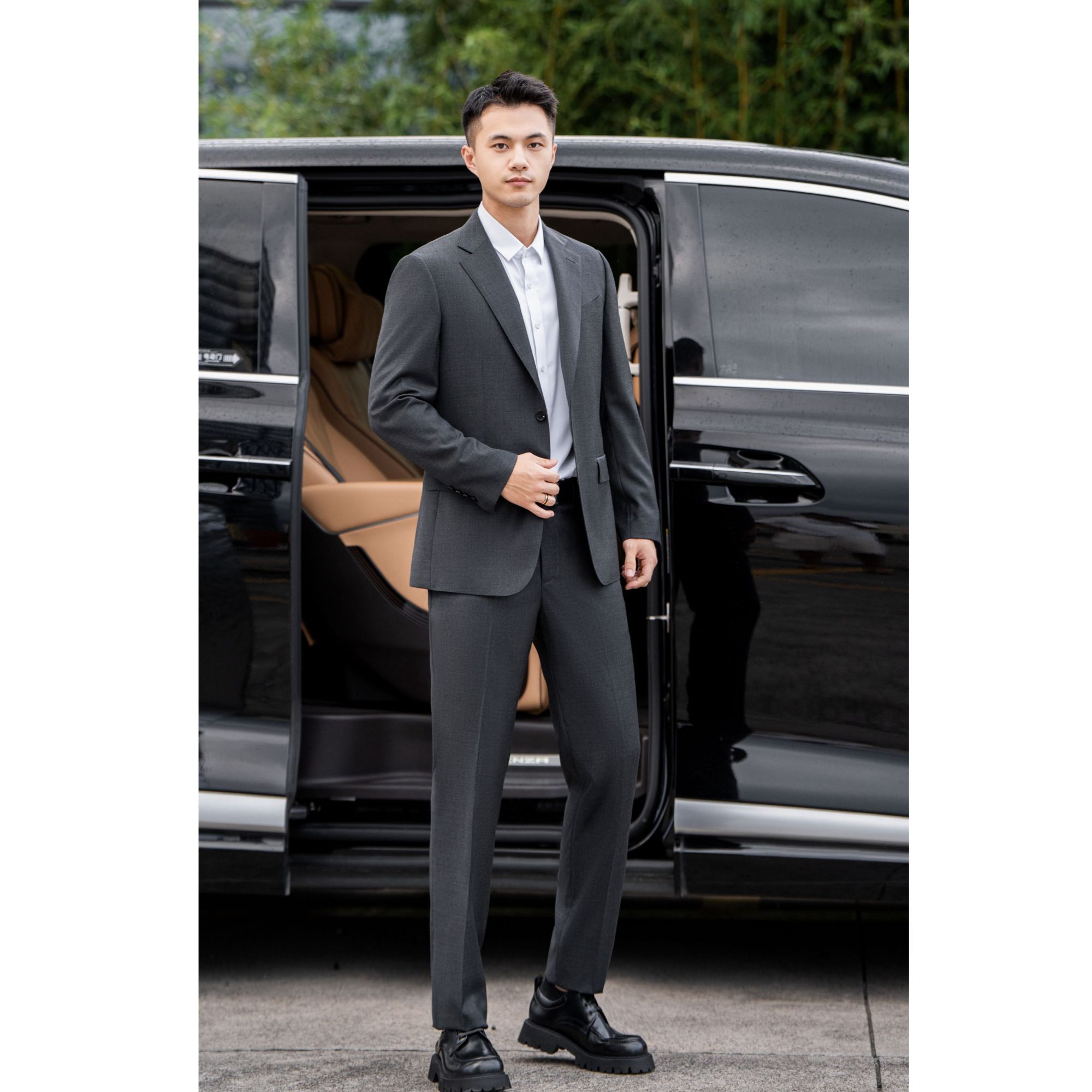 灰色专柜商务全羊毛澳毛套装