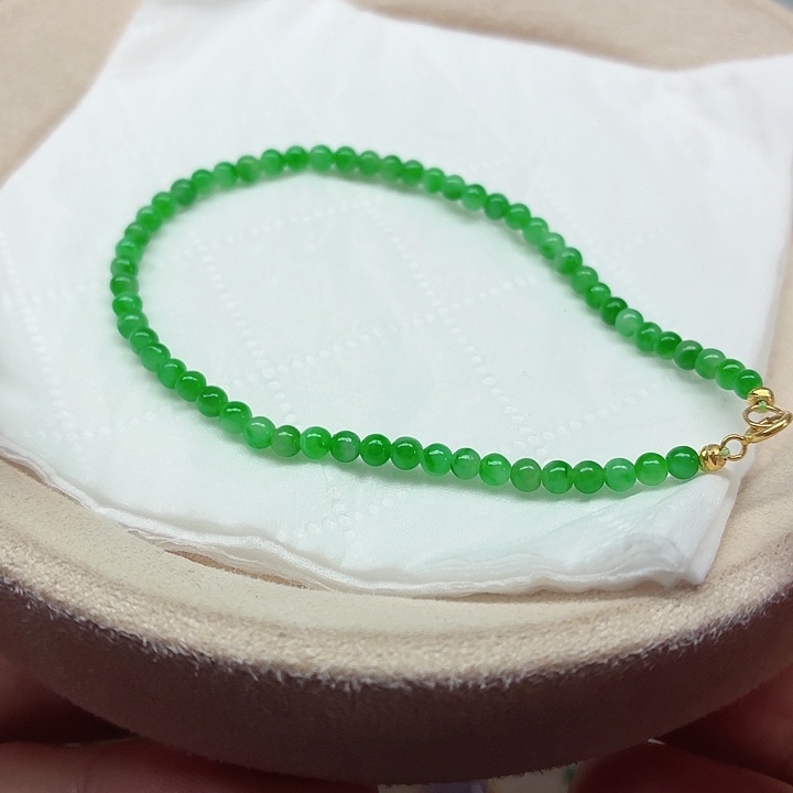 翡翠18K金镶嵌手链天然缅甸翡翠A货卡3