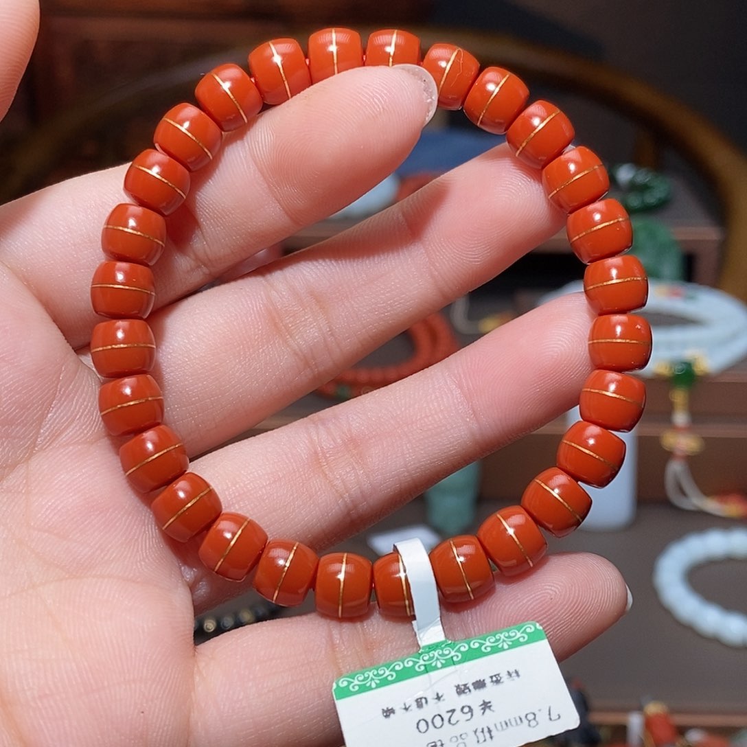 南红玛瑙手链未镶嵌卡7.6