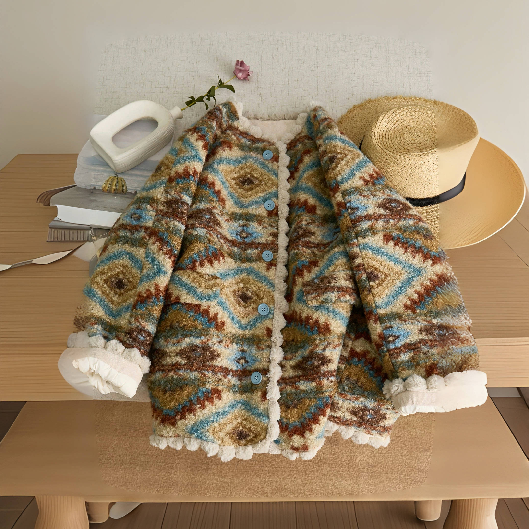 中大童女童外套2025冬韩版保暖加厚油画风潮流保暖外套