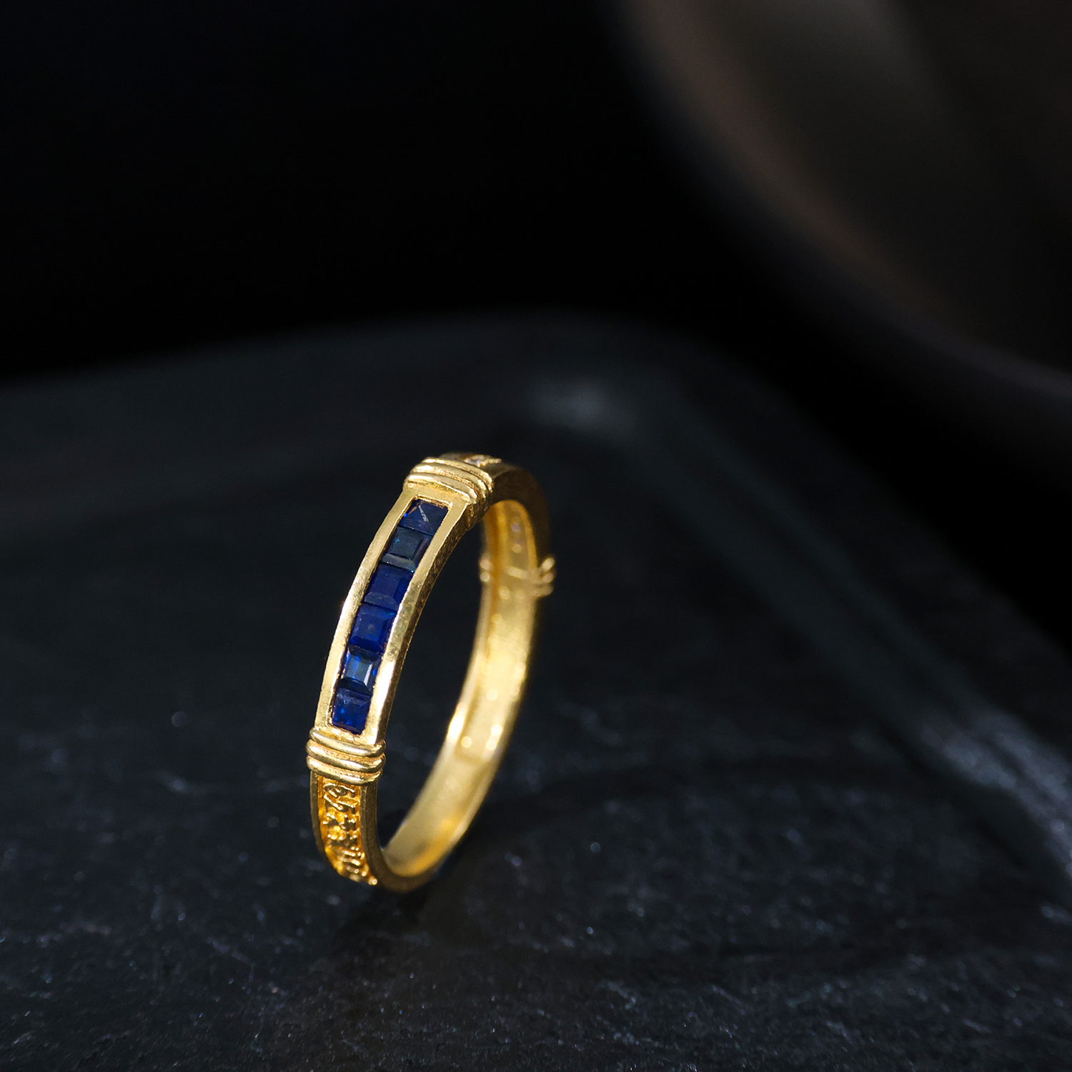 【思嘉】典藏系列·18k真钻蓝宝石药师佛心z戒指|多样性发一BA0195