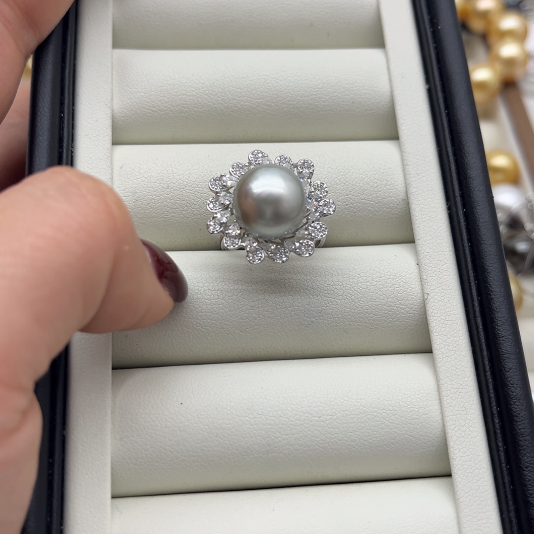海水珍珠银S925镶嵌戒指