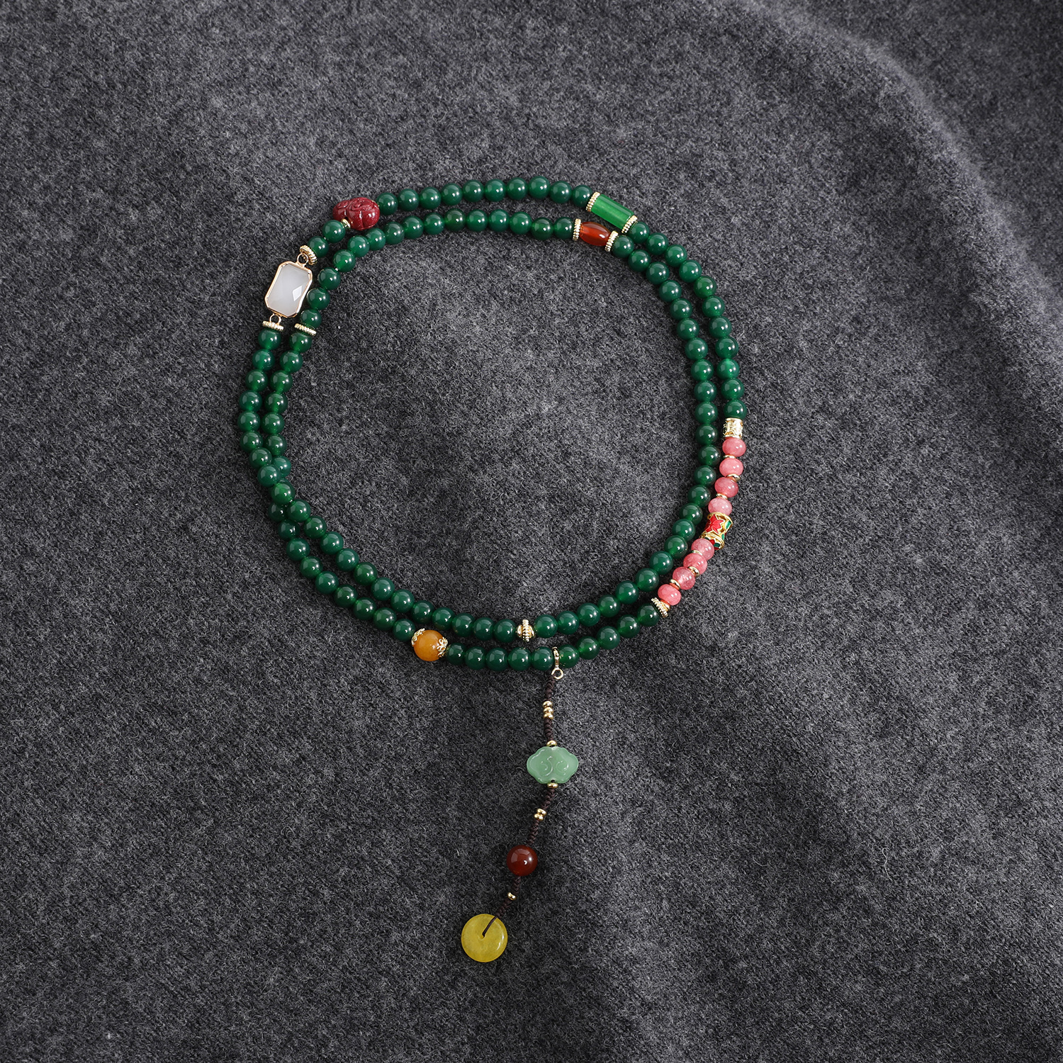 铜合金玻璃项链 国风复古时尚饰品新中式手链项链女854-500