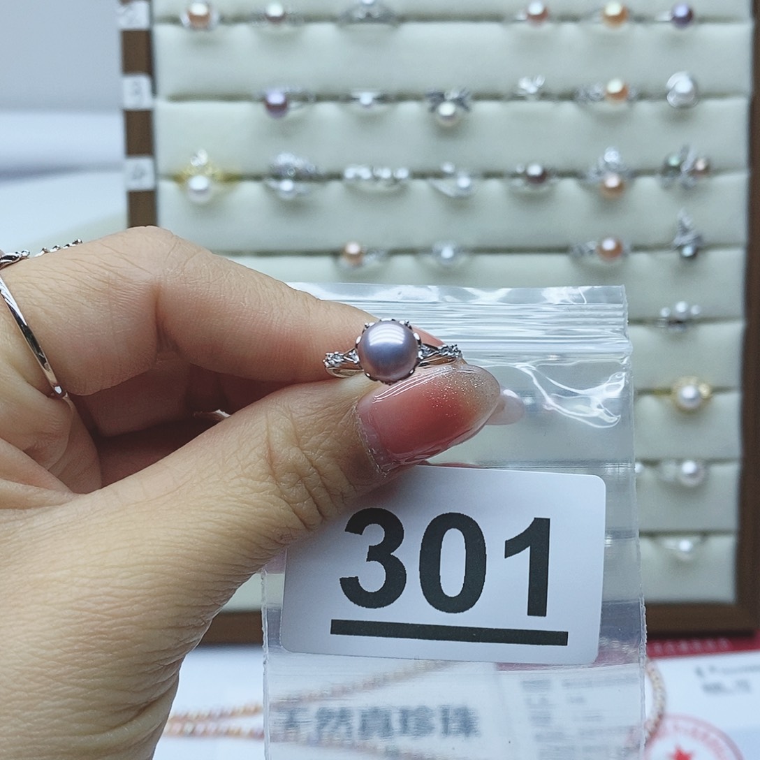 淡水珍珠戒指银S925镶嵌阝*N301
