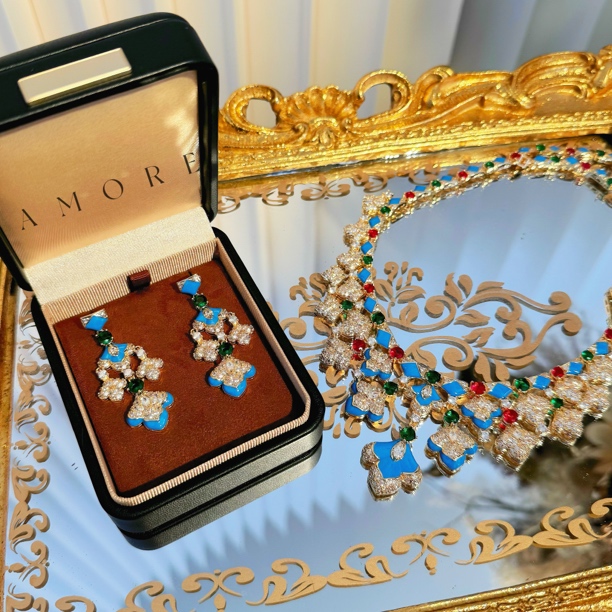 铜合金项链 铜合金仿水晶项链套装[8809]耳饰➕项链