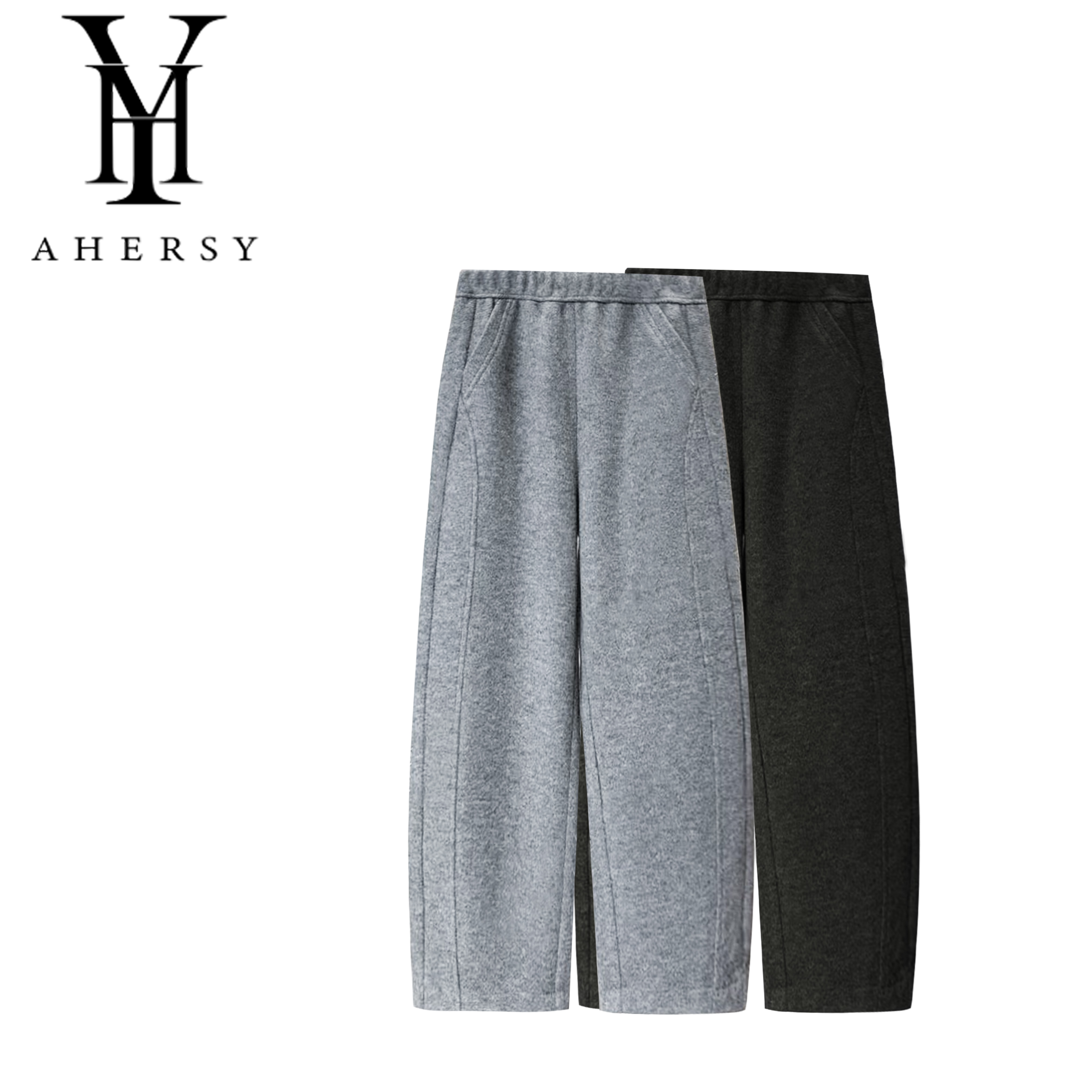 AHERY-弯刀裤秋季女装加绒款百搭休闲裤设计师直筒阔腿裤K1801