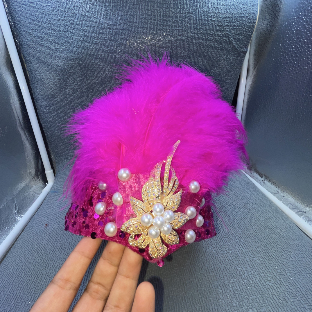 巴娜新款珍珠玫红色均码帽子