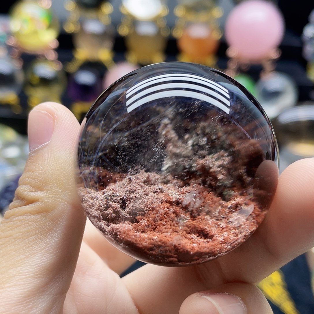 未镶嵌珠宝半成品水晶天然红幽灵45mm