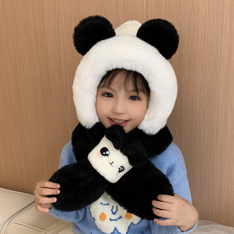 宝宝护耳帽儿童帽子耳朵会动男女童围巾一体冬季保暖防寒卡通帽厚
