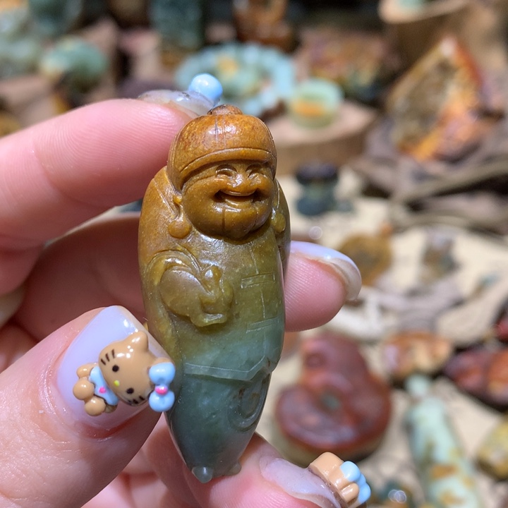 岫岩河磨玉（透闪石质玉）手把件未镶嵌