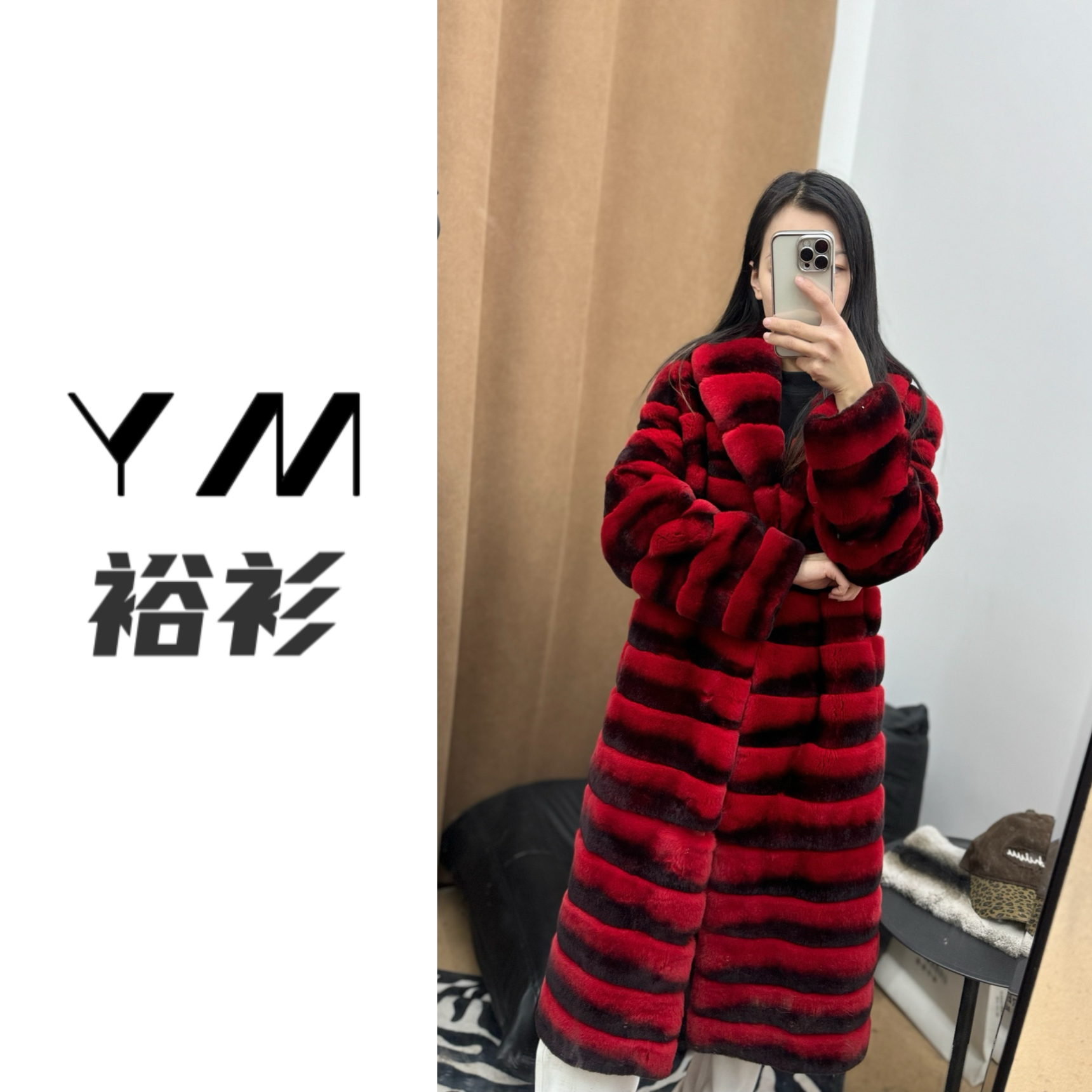 【火焰皇后】女王范青果领 长短可拆卸 进口獭兔外套