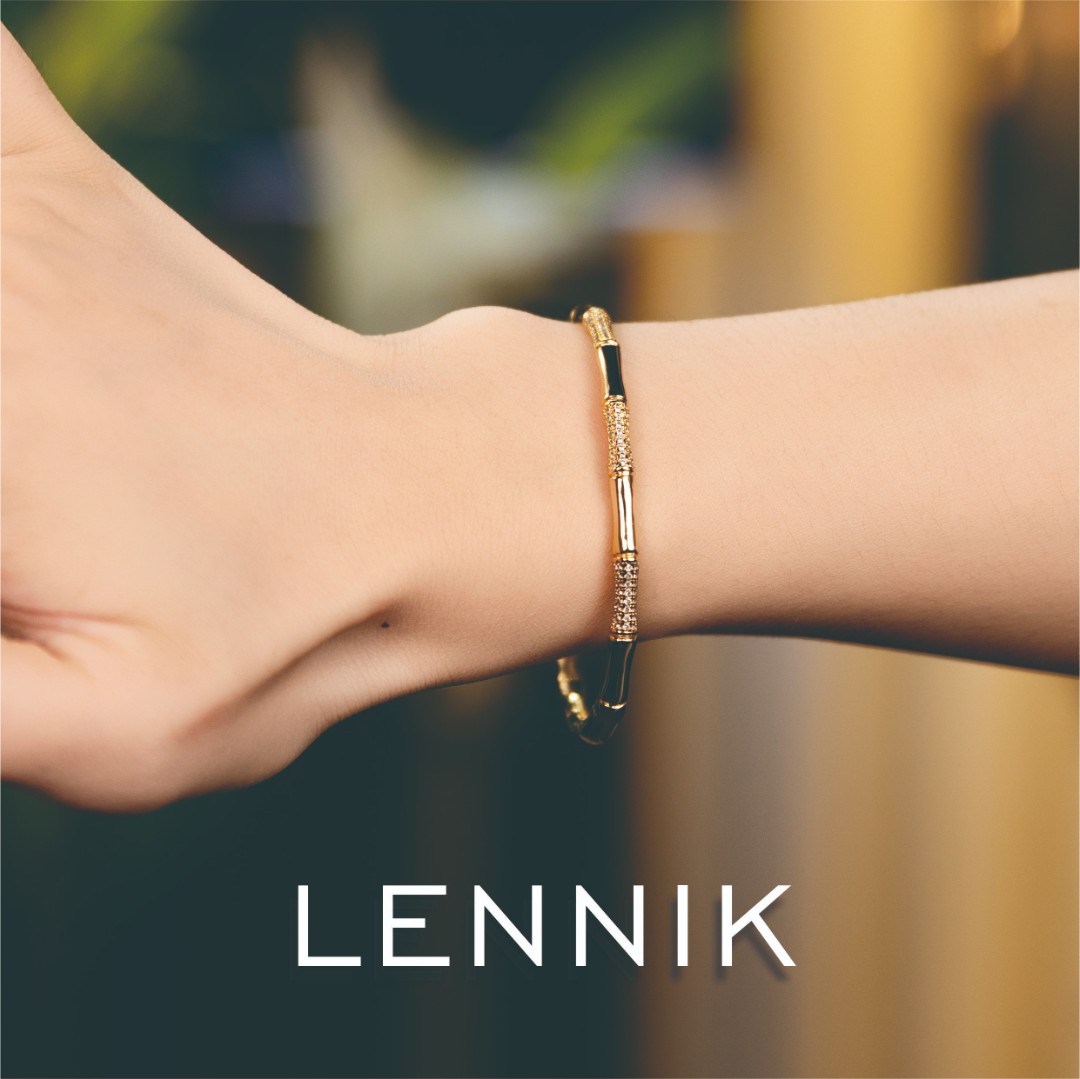 lennik/lennik 合金手镯 厚镀18K金新中式竹节手镯