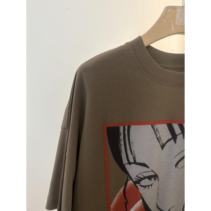 [轻奢] 时尚百搭圆领咖色油画上衣T恤  ZK309