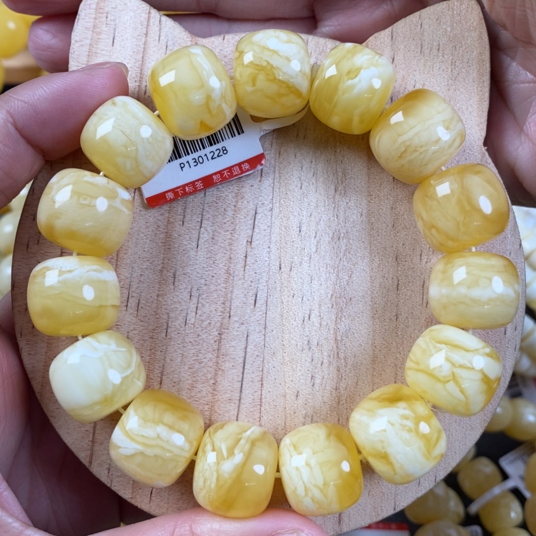 蜜蜡裸石未镶嵌16➕金白虎皮妖花