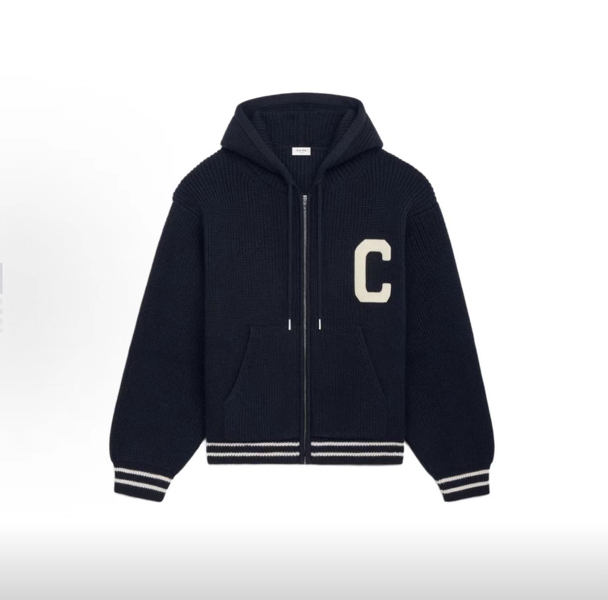 未使用 Celine/思琳 CELINE赛琳 学院风连帽贴片针织衫 男款 