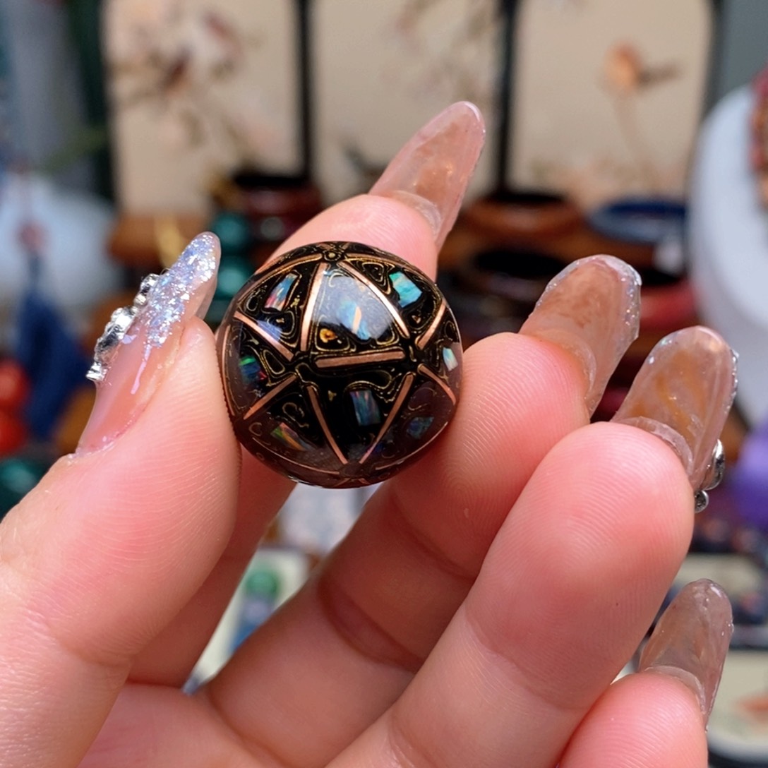 大漆20mm掐丝犀皮纹精品单珠