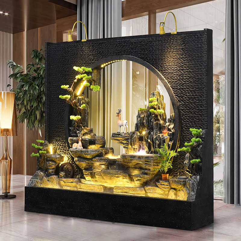 水幕墙假山流水墙屏风隔断公司水景别墅阳台花园庭院鱼池装饰摆件