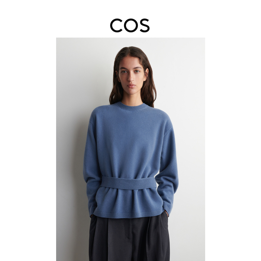 COS女装 标准版型腰带细节羊毛针织衫2025冬季新品1317124001
