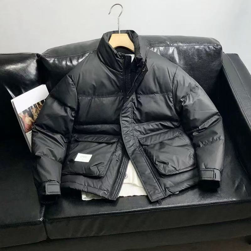 pu皮面时尚秋冬防风耐脏立领大口袋防寒加厚丝棉服外套